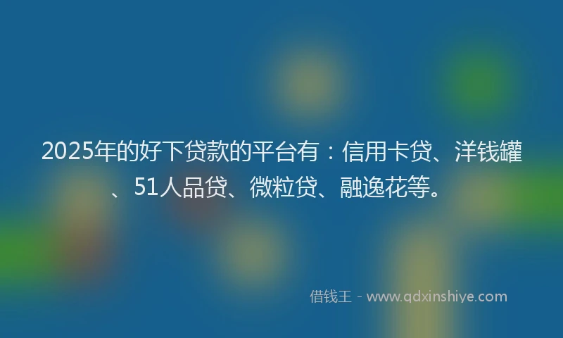 2025年的好下贷款的平台有：信用卡贷、洋钱罐、51人品贷、微粒贷、融逸花等。