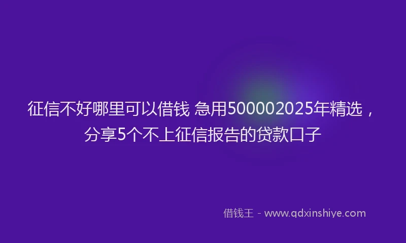 征信不好哪里可以借钱 急用500002025年精选，分享5个不上征信报告的贷款口子