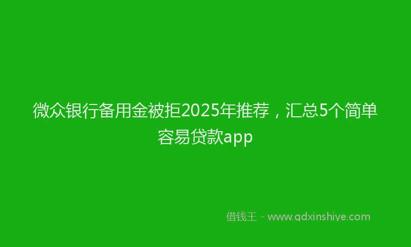 微众银行备用金被拒2025年推荐，汇总5个简单容易贷款app