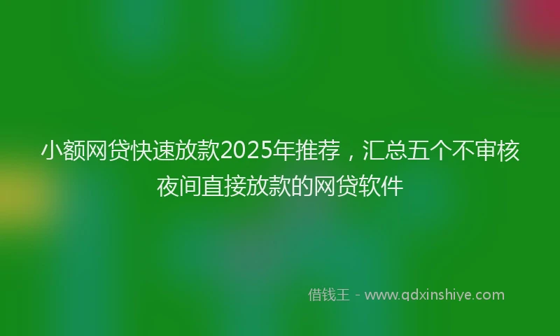 小额网贷快速放款2025年推荐，汇总五个不审核夜间直接放款的网贷软件