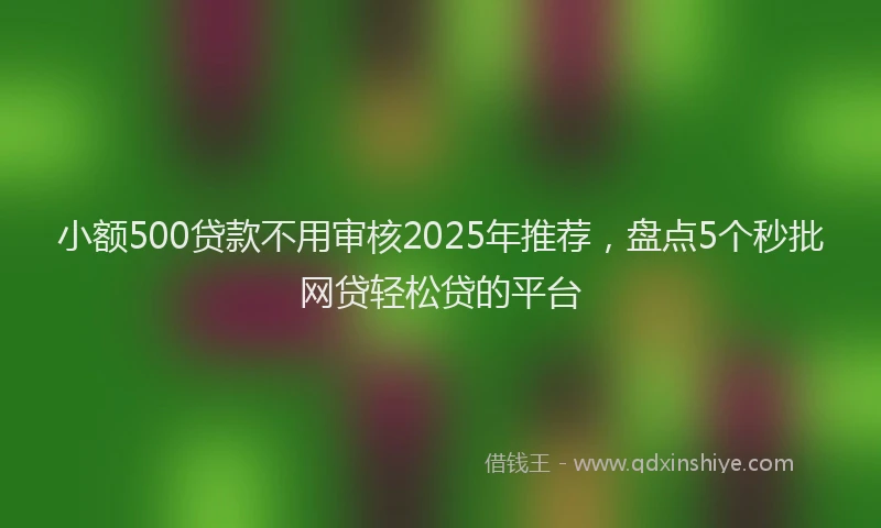 小额500贷款不用审核2025年推荐，盘点5个秒批网贷轻松贷的平台