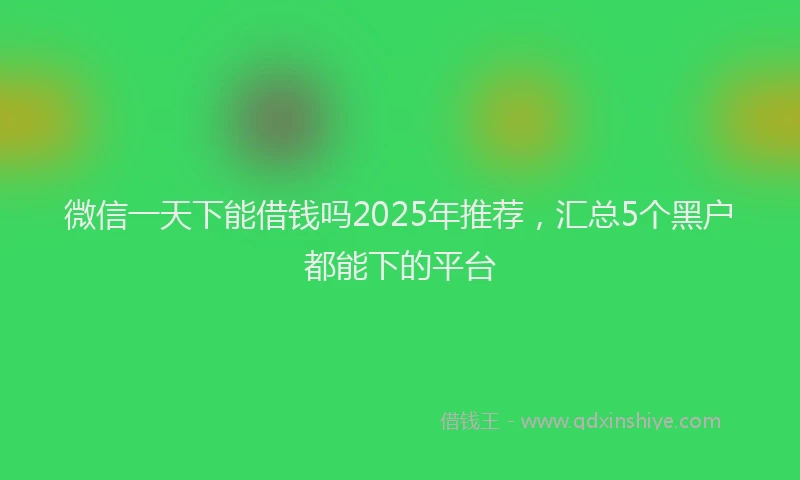 微信一天下能借钱吗2025年推荐，汇总5个黑户都能下的平台
