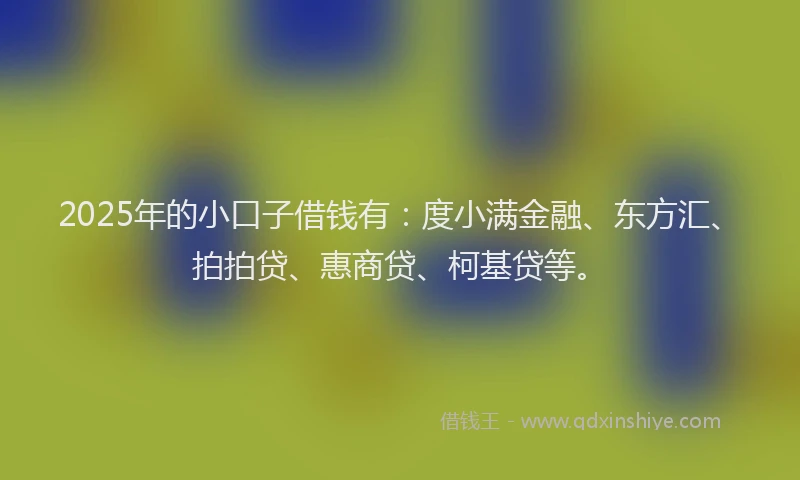 2025年的小口子借钱有：度小满金融、东方汇、拍拍贷、惠商贷、柯基贷等。