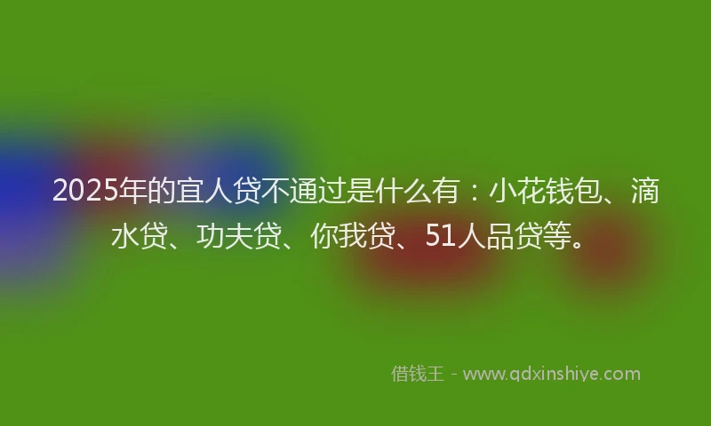 2025年的宜人贷不通过是什么有：小花钱包、滴水贷、功夫贷、你我贷、51人品贷等。