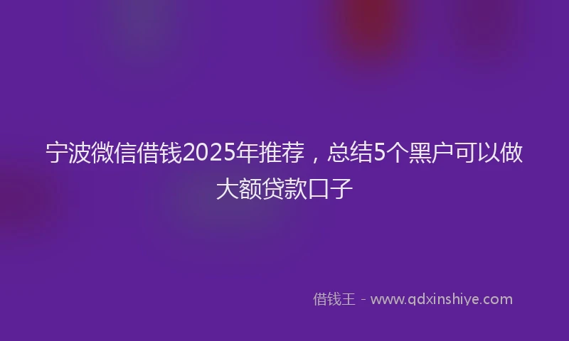 宁波微信借钱2025年推荐，总结5个黑户可以做大额贷款口子