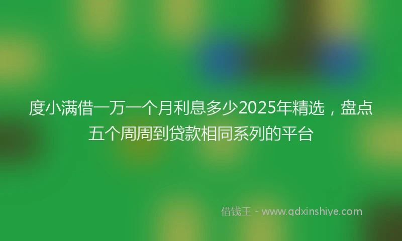 度小满借一万一个月利息多少2025年精选，盘点五个周周到贷款相同系列的平台