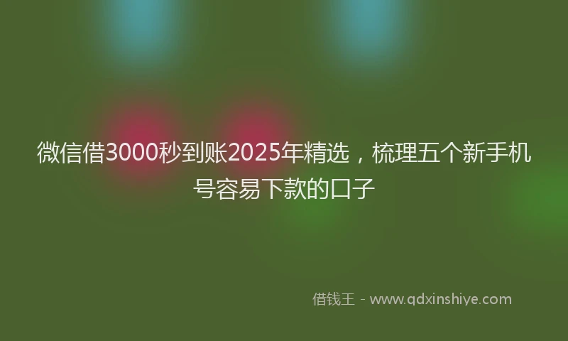 微信借3000秒到账2025年精选，梳理五个新手机号容易下款的口子