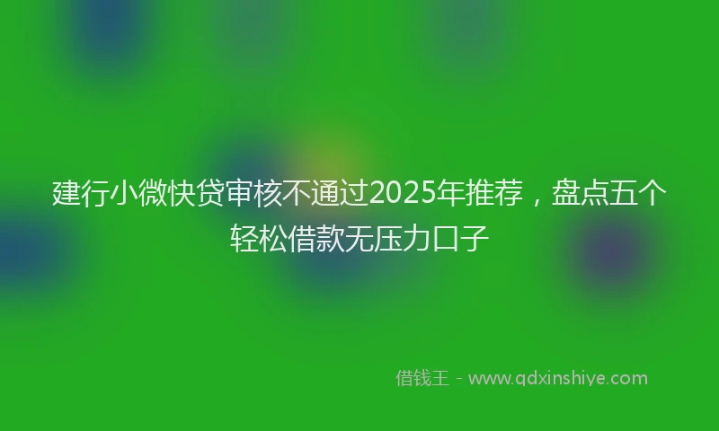 建行小微快贷审核不通过2025年推荐，盘点五个轻松借款无压力口子
