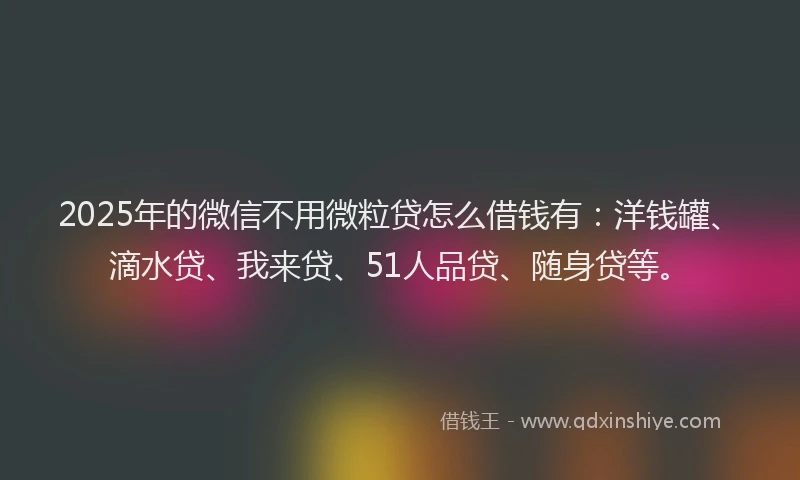 2025年的微信不用微粒贷怎么借钱有：洋钱罐、滴水贷、我来贷、51人品贷、随身贷等。