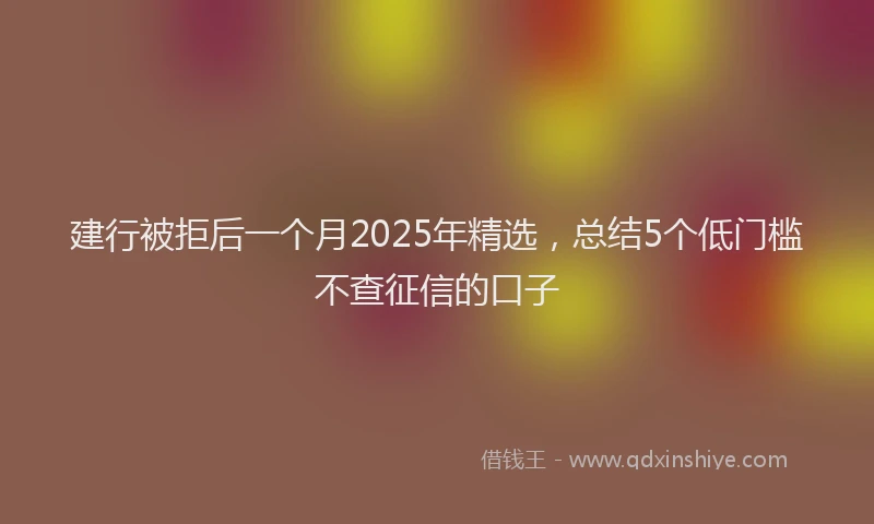 建行被拒后一个月2025年精选，总结5个低门槛不查征信的口子