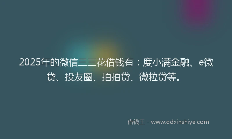 2025年的微信三三花借钱有：度小满金融、e微贷、投友圈、拍拍贷、微粒贷等。