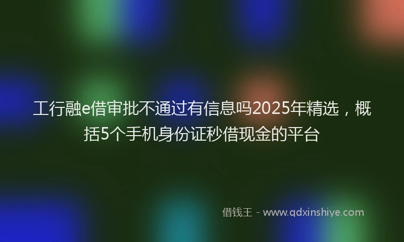 工行融e借审批不通过有信息吗2025年精选，概括5个手机身份证秒借现金的平台