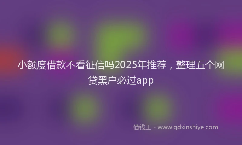 小额度借款不看征信吗2025年推荐，整理五个网贷黑户必过app