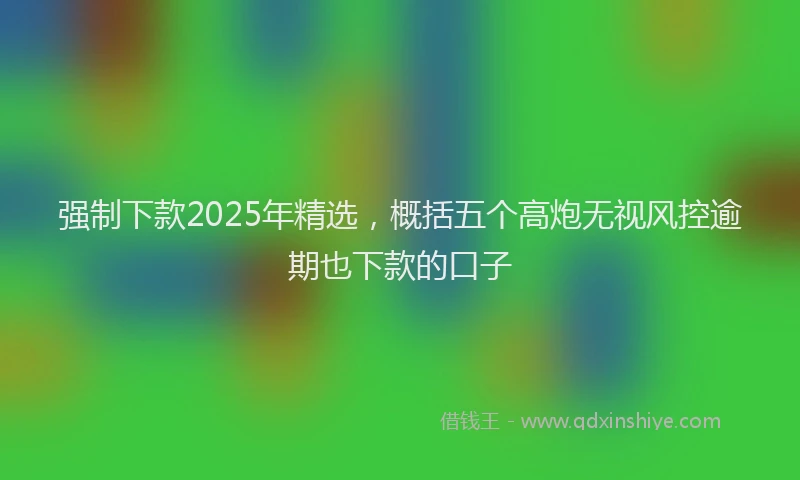 强制下款2025年精选，概括五个高炮无视风控逾期也下款的口子