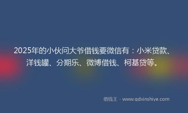 2025年的小伙问大爷借钱要微信有：小米贷款、洋钱罐、分期乐、微博借钱、柯基贷等。