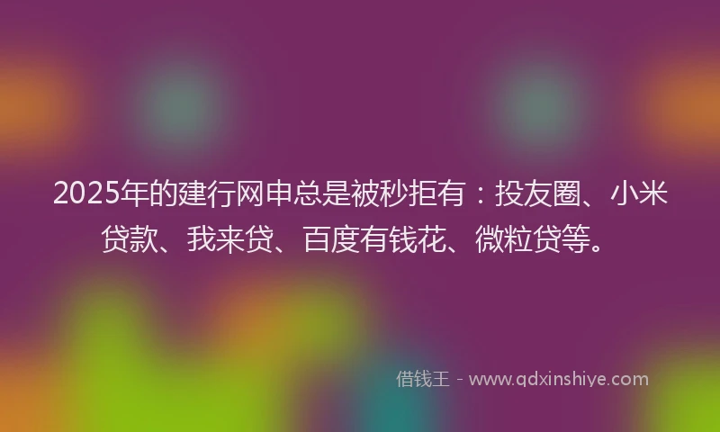 2025年的建行网申总是被秒拒有：投友圈、小米贷款、我来贷、百度有钱花、微粒贷等。