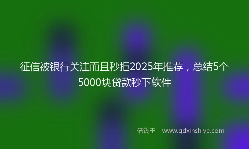 征信被银行关注而且秒拒2025年推荐，总结5个5000块贷款秒下软件