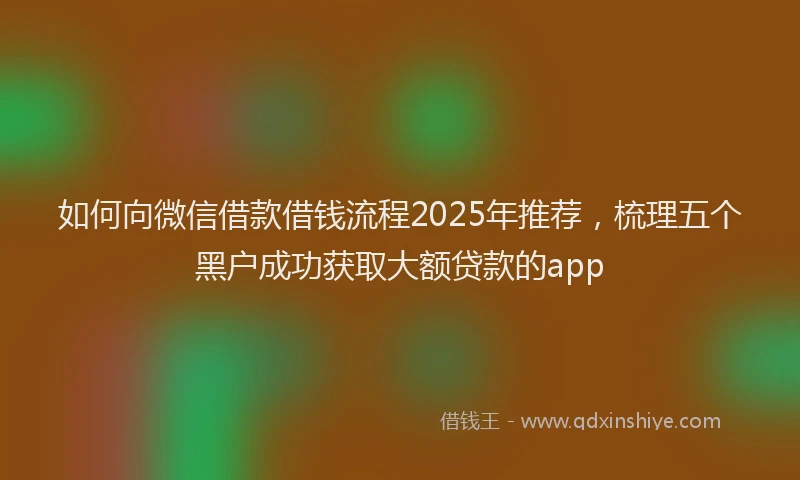 如何向微信借款借钱流程2025年推荐，梳理五个黑户成功获取大额贷款的app