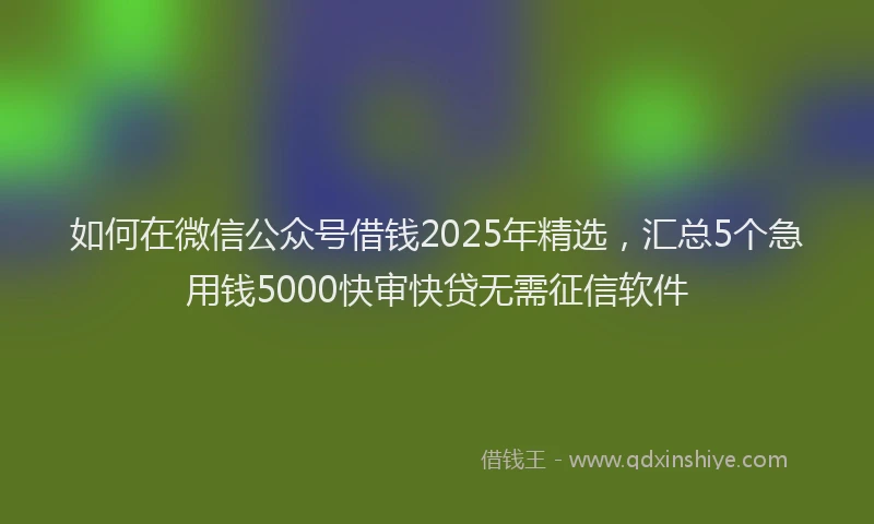 如何在微信公众号借钱2025年精选，汇总5个急用钱5000快审快贷无需征信软件