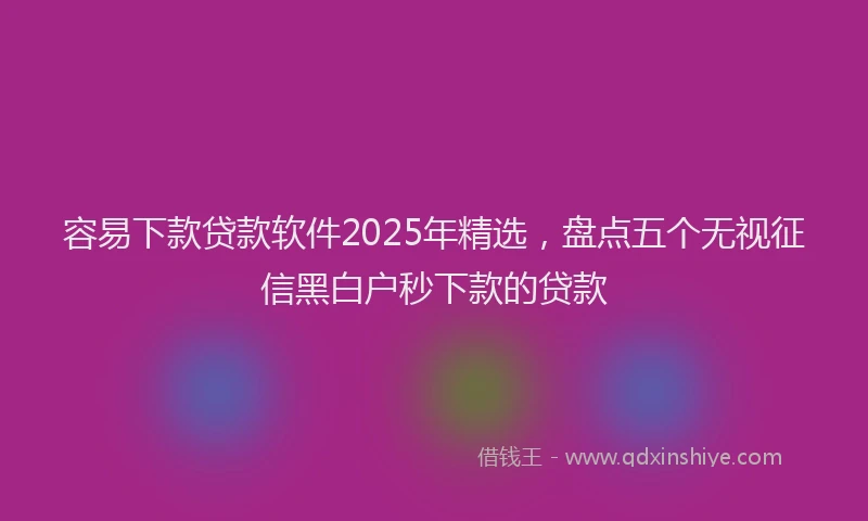 容易下款贷款软件2025年精选，盘点五个无视征信黑白户秒下款的贷款
