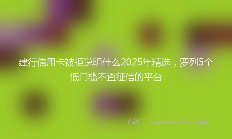 建行信用卡被拒说明什么2025年精选，罗列5个低门槛不查征信的平台