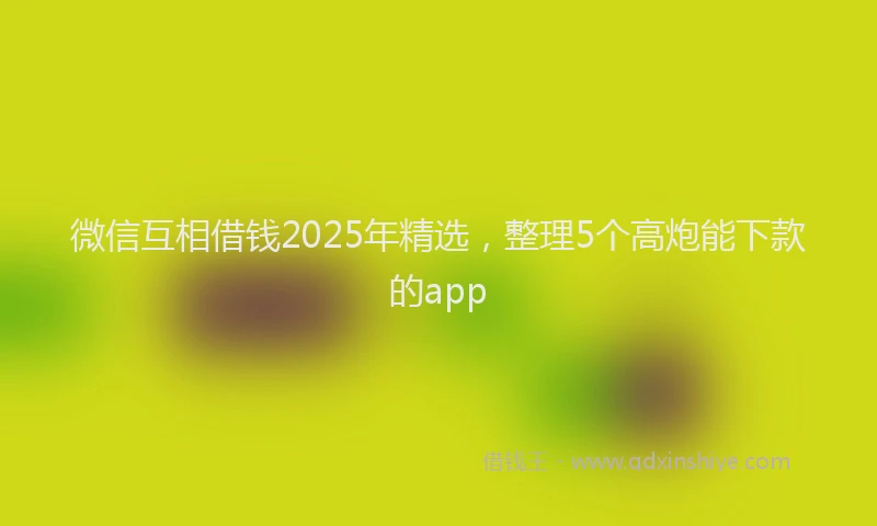 微信互相借钱2025年精选，整理5个高炮能下款的app