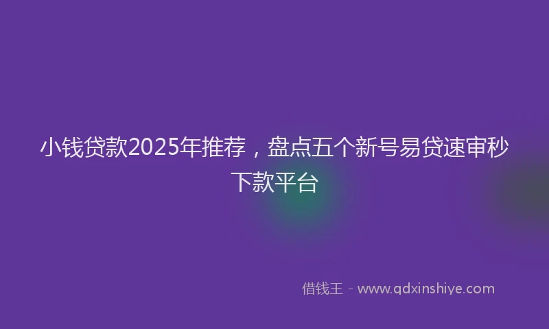 小钱贷款2025年推荐，盘点五个新号易贷速审秒下款平台