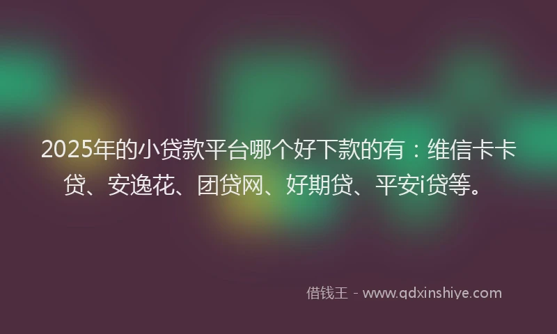 2025年的小贷款平台哪个好下款的有：维信卡卡贷、安逸花、团贷网、好期贷、平安i贷等。