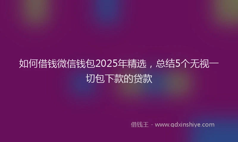 如何借钱微信钱包2025年精选，总结5个无视一切包下款的贷款