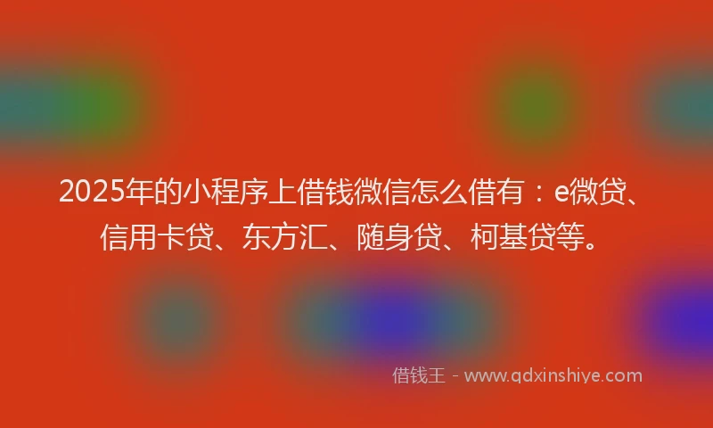 2025年的小程序上借钱微信怎么借有：e微贷、信用卡贷、东方汇、随身贷、柯基贷等。