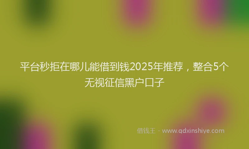 平台秒拒在哪儿能借到钱2025年推荐，整合5个无视征信黑户口子