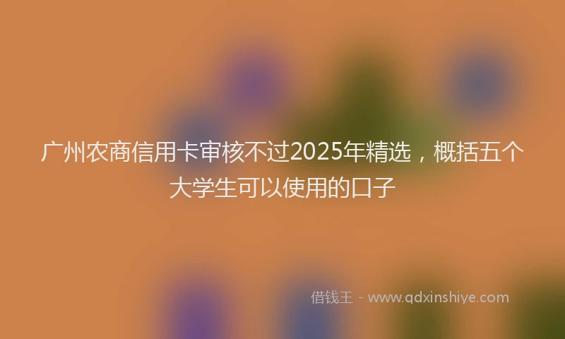 广州农商信用卡审核不过2025年精选，概括五个大学生可以使用的口子