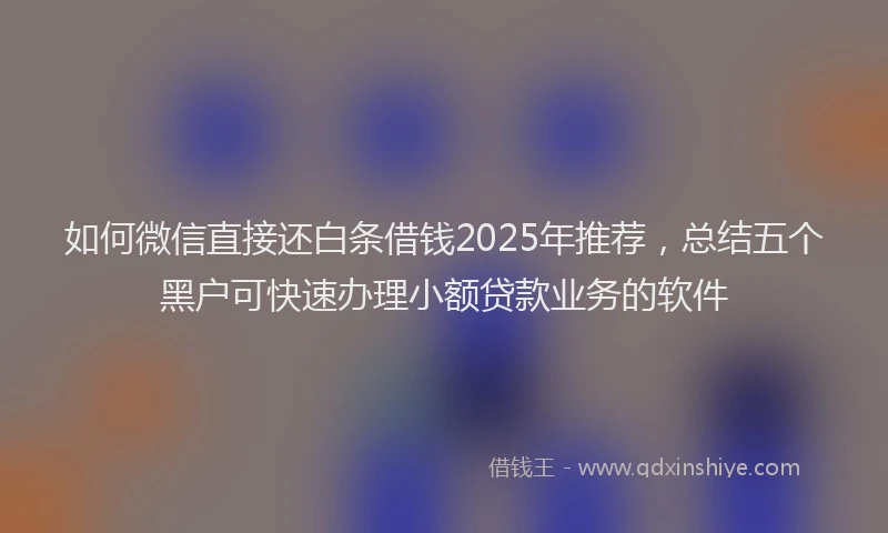 如何微信直接还白条借钱2025年推荐，总结五个黑户可快速办理小额贷款业务的软件