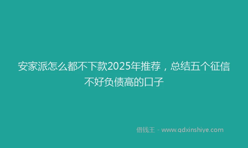 安家派怎么都不下款2025年推荐，总结五个征信不好负债高的口子
