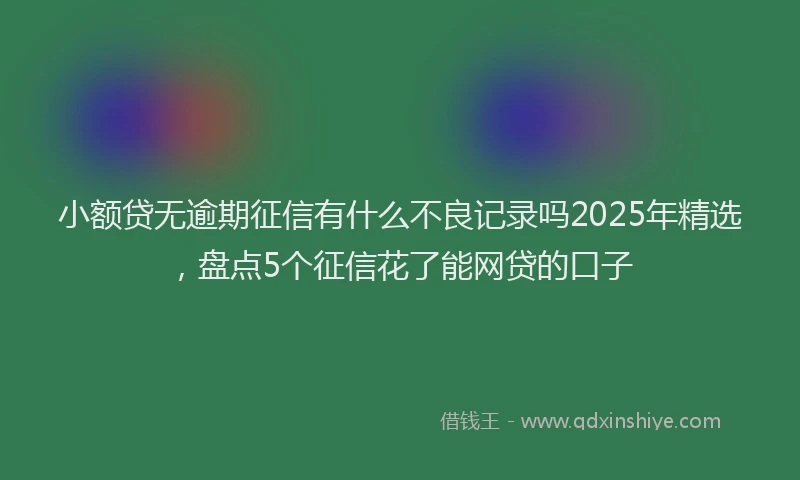 小额贷无逾期征信有什么不良记录吗2025年精选，盘点5个征信花了能网贷的口子