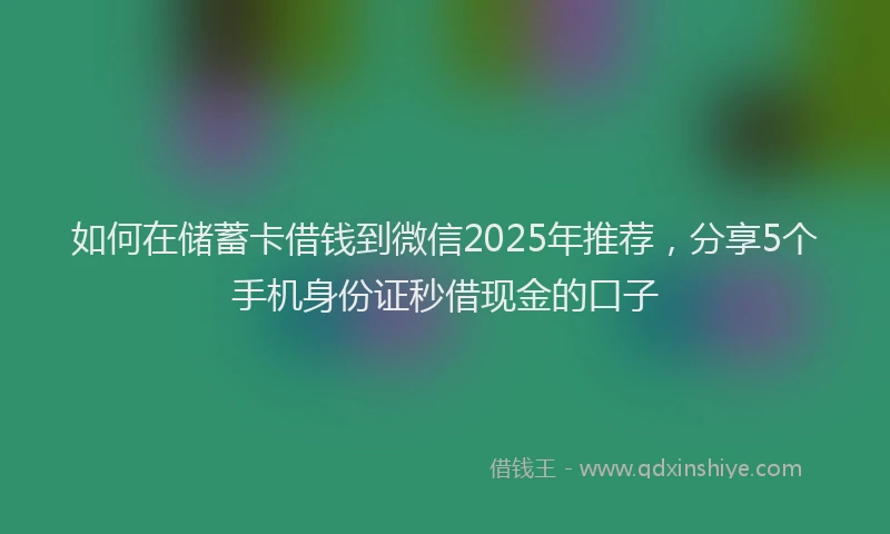 如何在储蓄卡借钱到微信2025年推荐，分享5个手机身份证秒借现金的口子