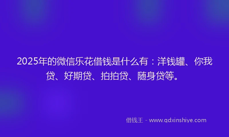 2025年的微信乐花借钱是什么有：洋钱罐、你我贷、好期贷、拍拍贷、随身贷等。