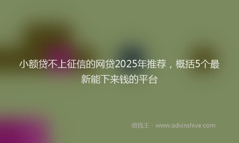 小额贷不上征信的网贷2025年推荐，概括5个最新能下来钱的平台