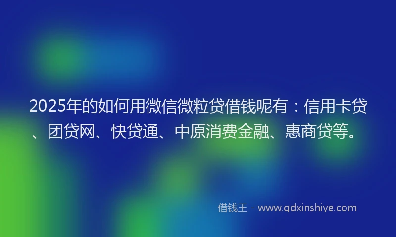 2025年的如何用微信微粒贷借钱呢有：信用卡贷、团贷网、快贷通、中原消费金融、惠商贷等。