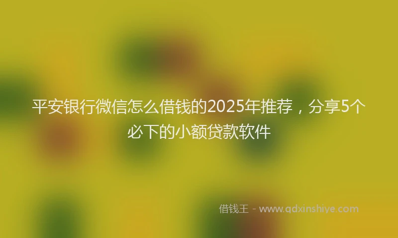 平安银行微信怎么借钱的2025年推荐，分享5个必下的小额贷款软件