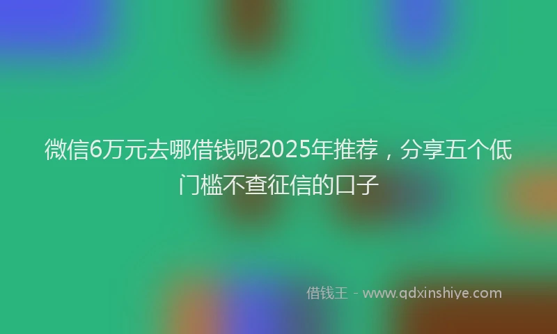 微信6万元去哪借钱呢2025年推荐，分享五个低门槛不查征信的口子