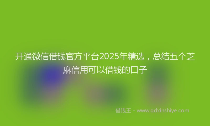 开通微信借钱官方平台2025年精选，总结五个芝麻信用可以借钱的口子
