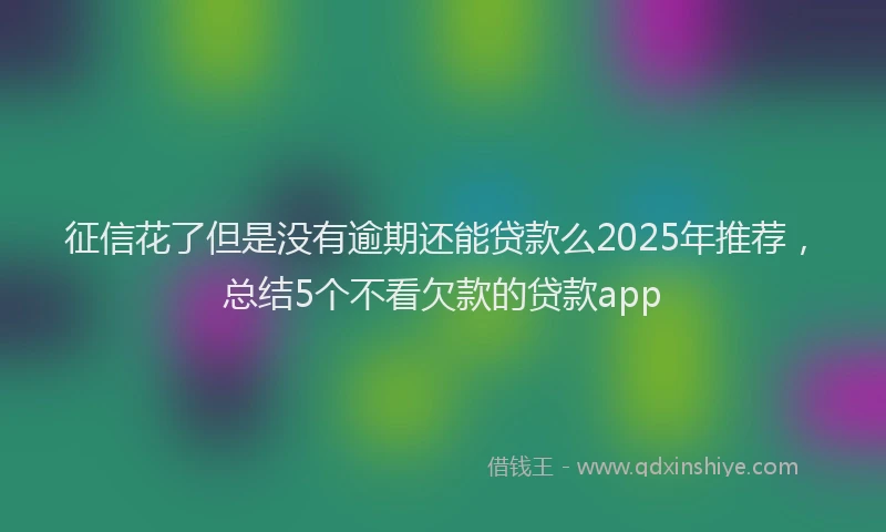 征信花了但是没有逾期还能贷款么2025年推荐，总结5个不看欠款的贷款app