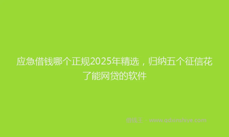 应急借钱哪个正规2025年精选，归纳五个征信花了能网贷的软件