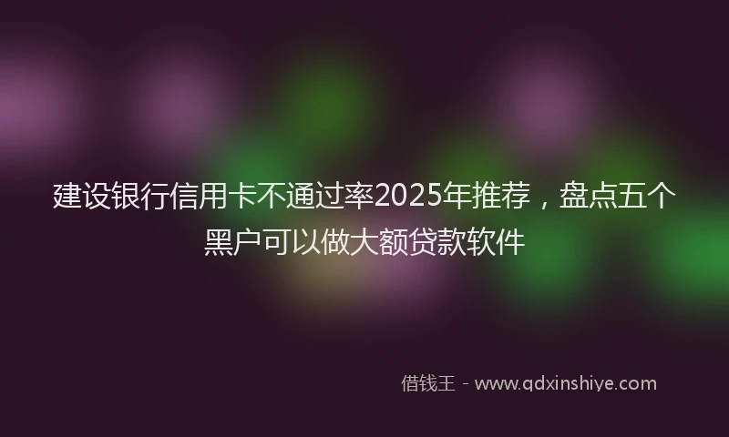 建设银行信用卡不通过率2025年推荐，盘点五个黑户可以做大额贷款软件