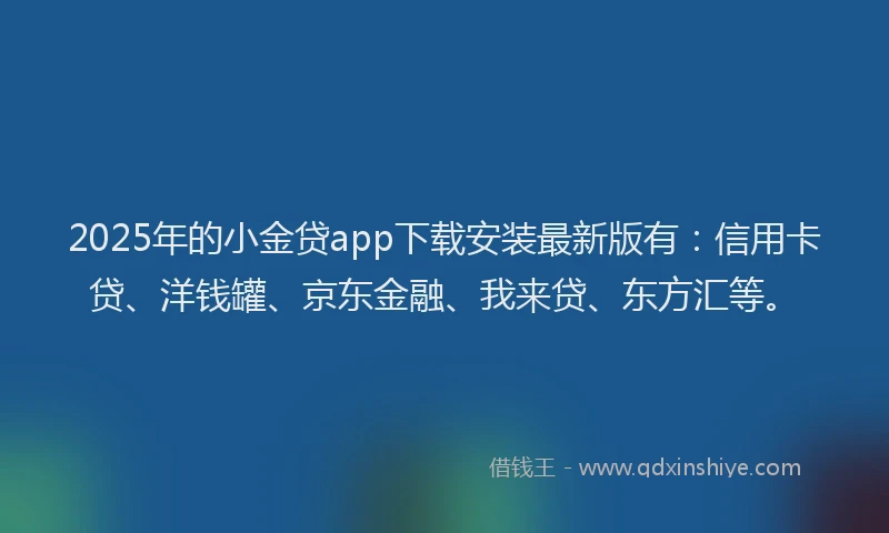 2025年的小金贷app下载安装最新版有：信用卡贷、洋钱罐、京东金融、我来贷、东方汇等。