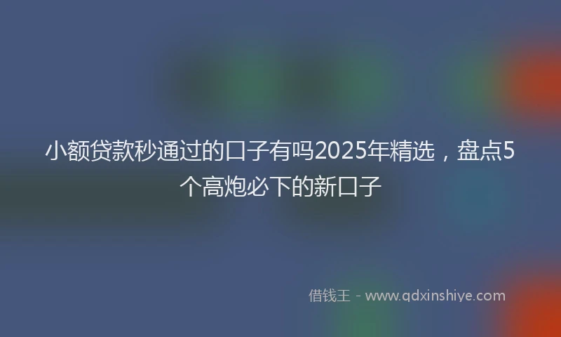 小额贷款秒通过的口子有吗2025年精选，盘点5个高炮必下的新口子