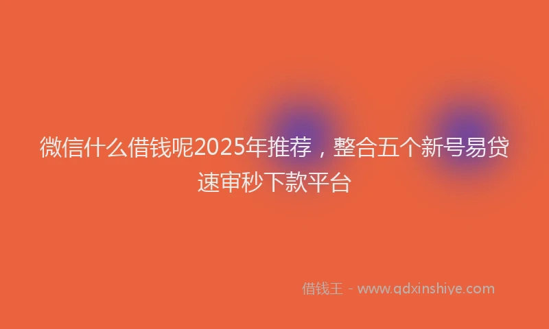 微信什么借钱呢2025年推荐，整合五个新号易贷速审秒下款平台