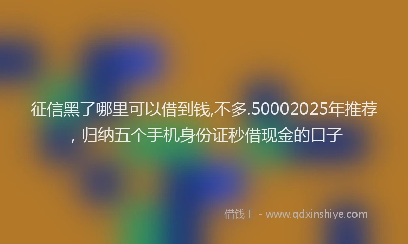 征信黑了哪里可以借到钱,不多.50002025年推荐，归纳五个手机身份证秒借现金的口子