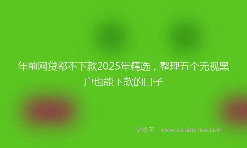 年前网贷都不下款2025年精选，整理五个无视黑户也能下款的口子